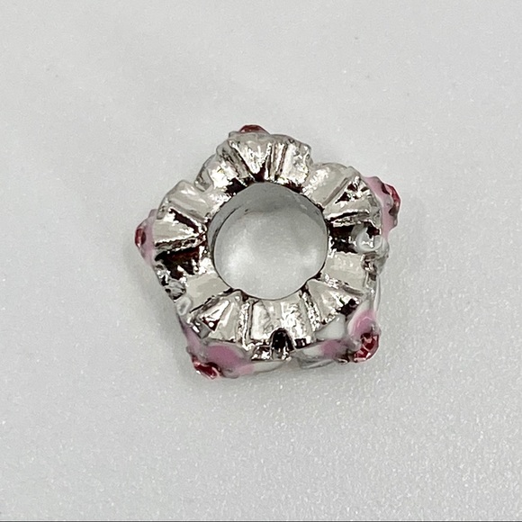 🍁Flower Silver Crystal European Charm OJ2 - Picture 3 of 3